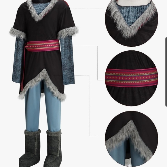 Kids Arctic / Medieval Adventurer Costume - Black and Gray - Picture 2 of 4